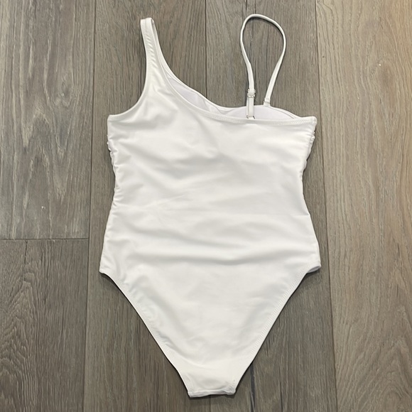 NWOT White Pink Lily One Shoulder Swimsuit  Meet me at Waikiki -Small - Picture 5 of 9